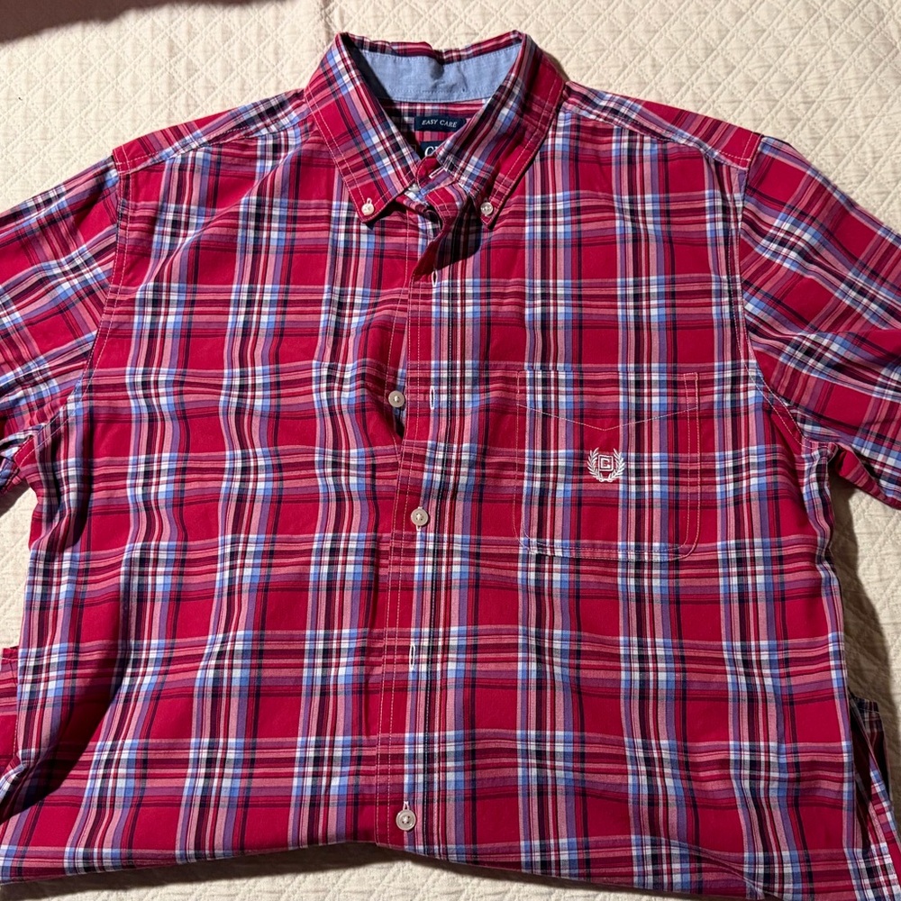 Chaps Red Plaid Casual Button Down Shirt